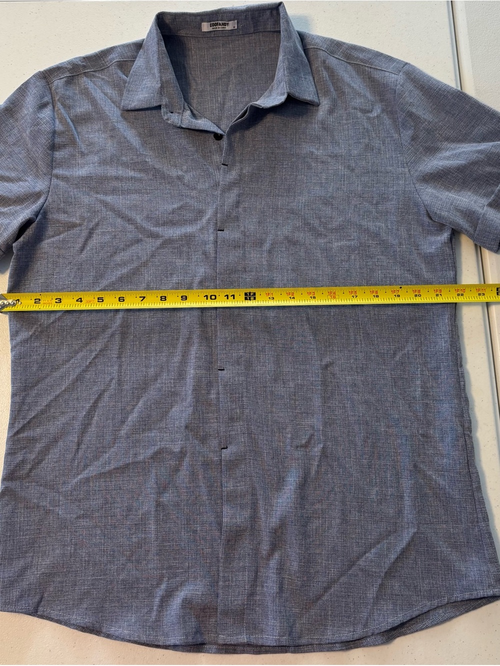 Coofandy Short-Sleeve Button-Down Shirt in Heather Blue size medium